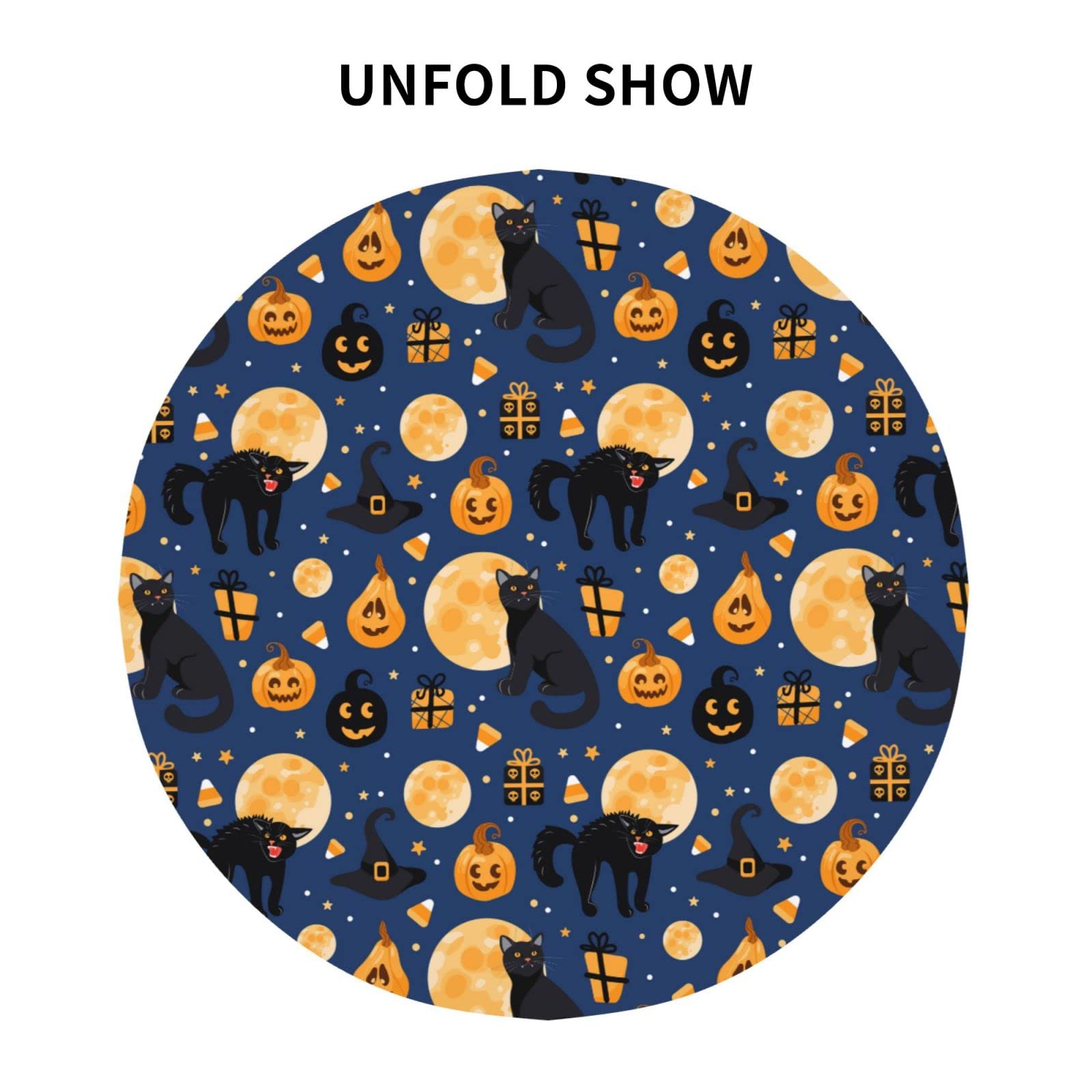 Halloween Pattern Tablecloth Round Table Cover Washable Polyester Table Cloth For Kitchen Party Picnic Dining Decor Halloween De